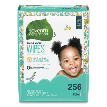 Seventh Generation® Free And Clear Baby Wipes, Refill, Unscented, White, 256-pack freeshipping - TVN Wholesale